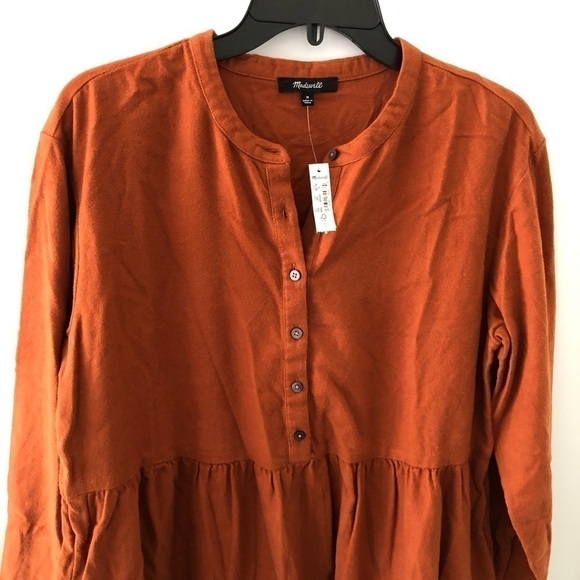 Madewell Flannel Fall Brown Nutmeg Rust Mini Dress M - Picture 4 of 12
